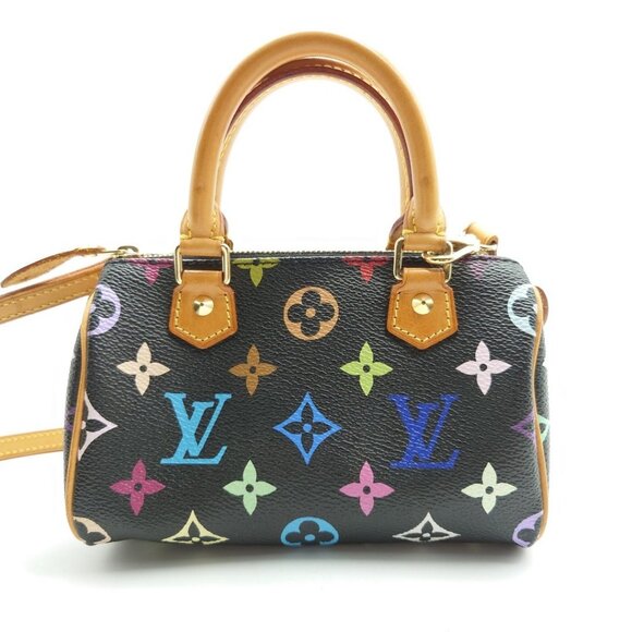Authentic Louis Vuitton Multicolor Mini Speedy Monogram Nano Sac Bag HL Black - Picture 2 of 13